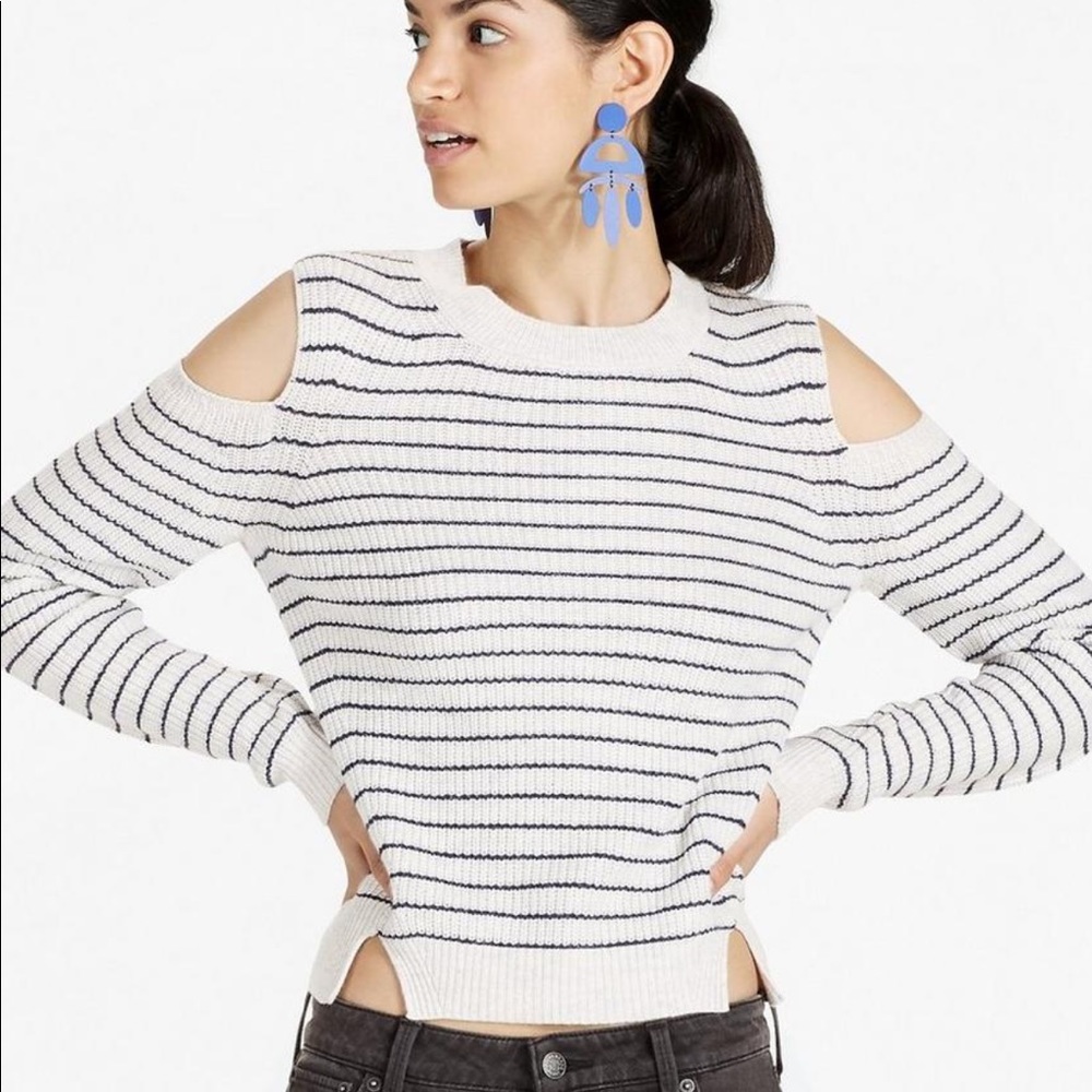 Lucky Brand Cold Shoulder Striped Sweater - Medium